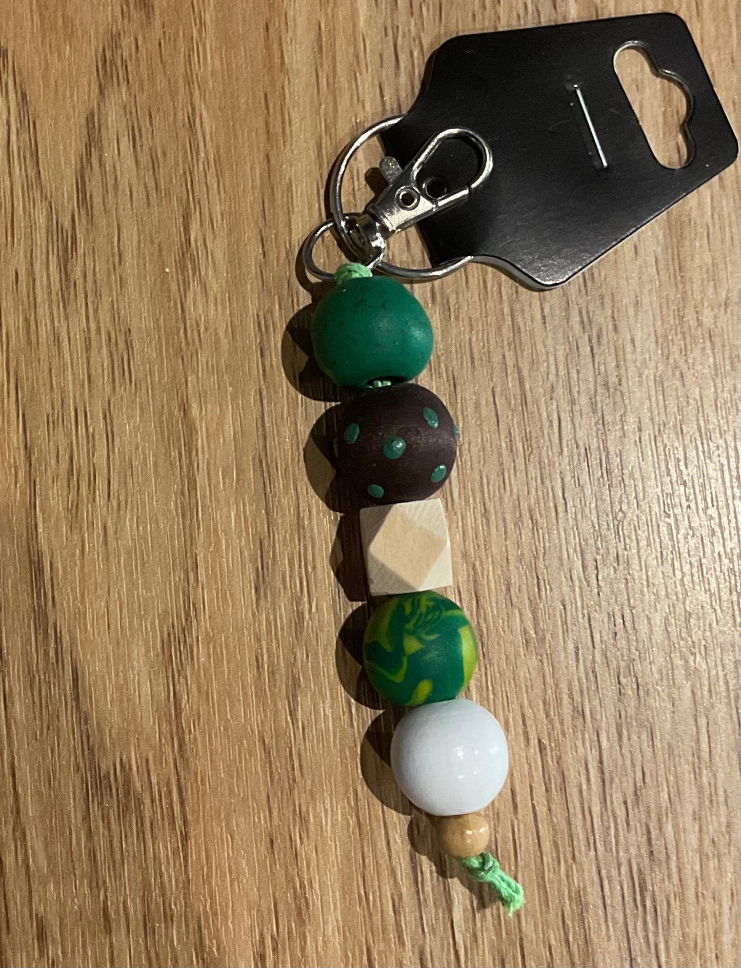 *Beaded Keychain Green and Brown