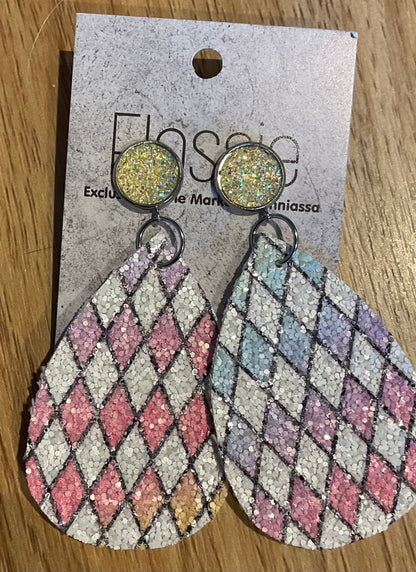 *Earrings Diamond Pastel Glitter Dangles