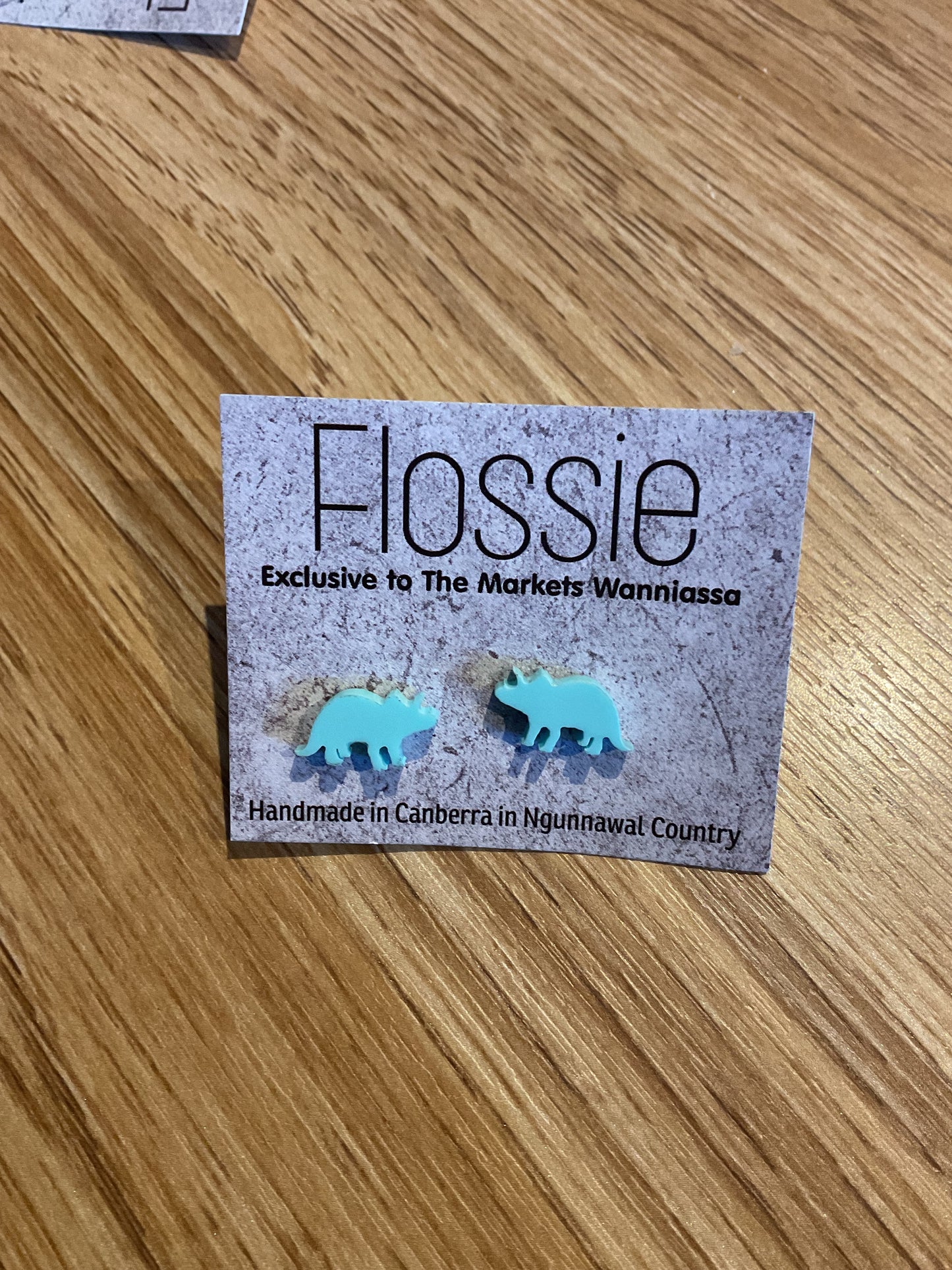 *Earrings Green Dinosaur Studs