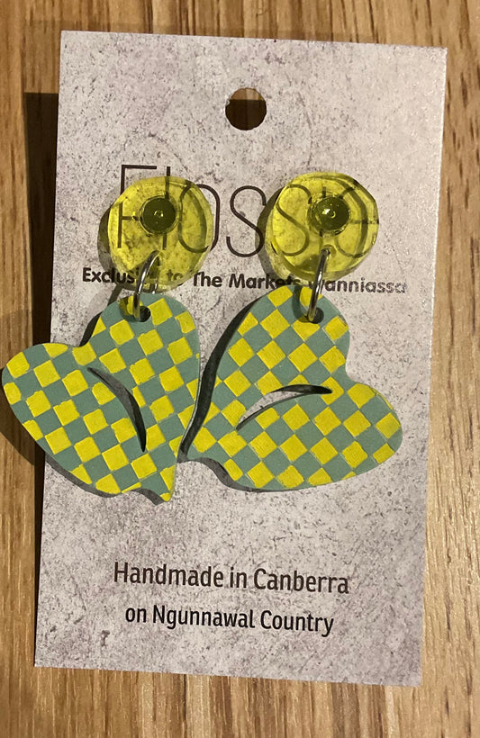 *Earrings Acrylic Hand Painted Flower Dangles