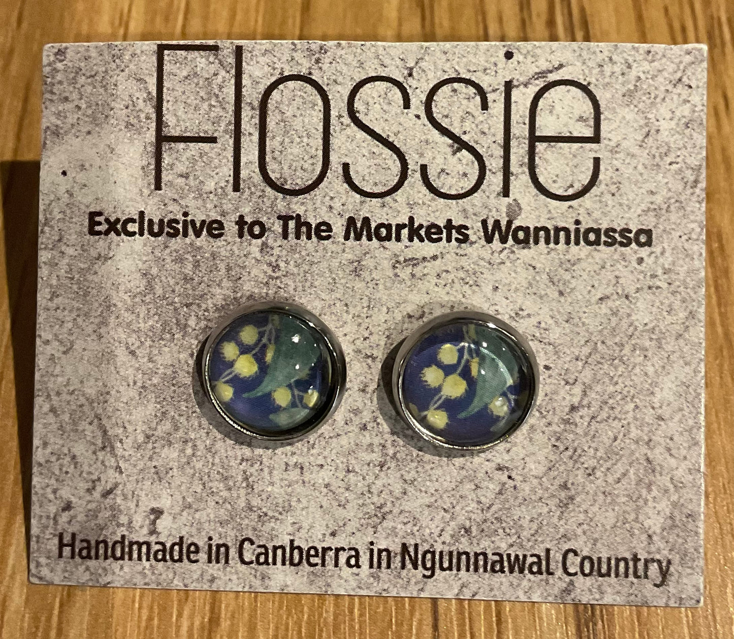 *Earrings Printed Glass Dome Studs