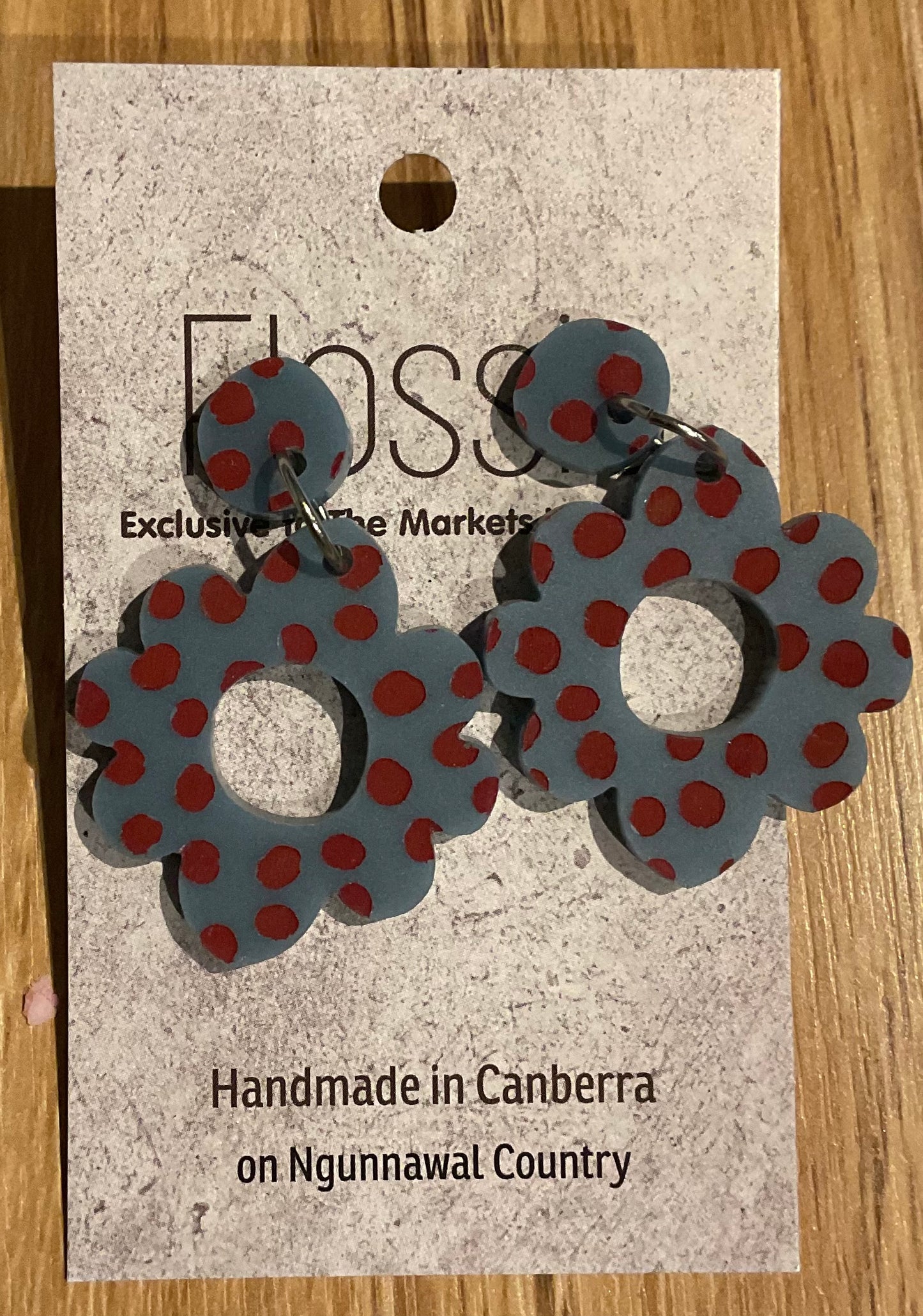 *Earrings Acrylic Hand Painted Flower Dangles