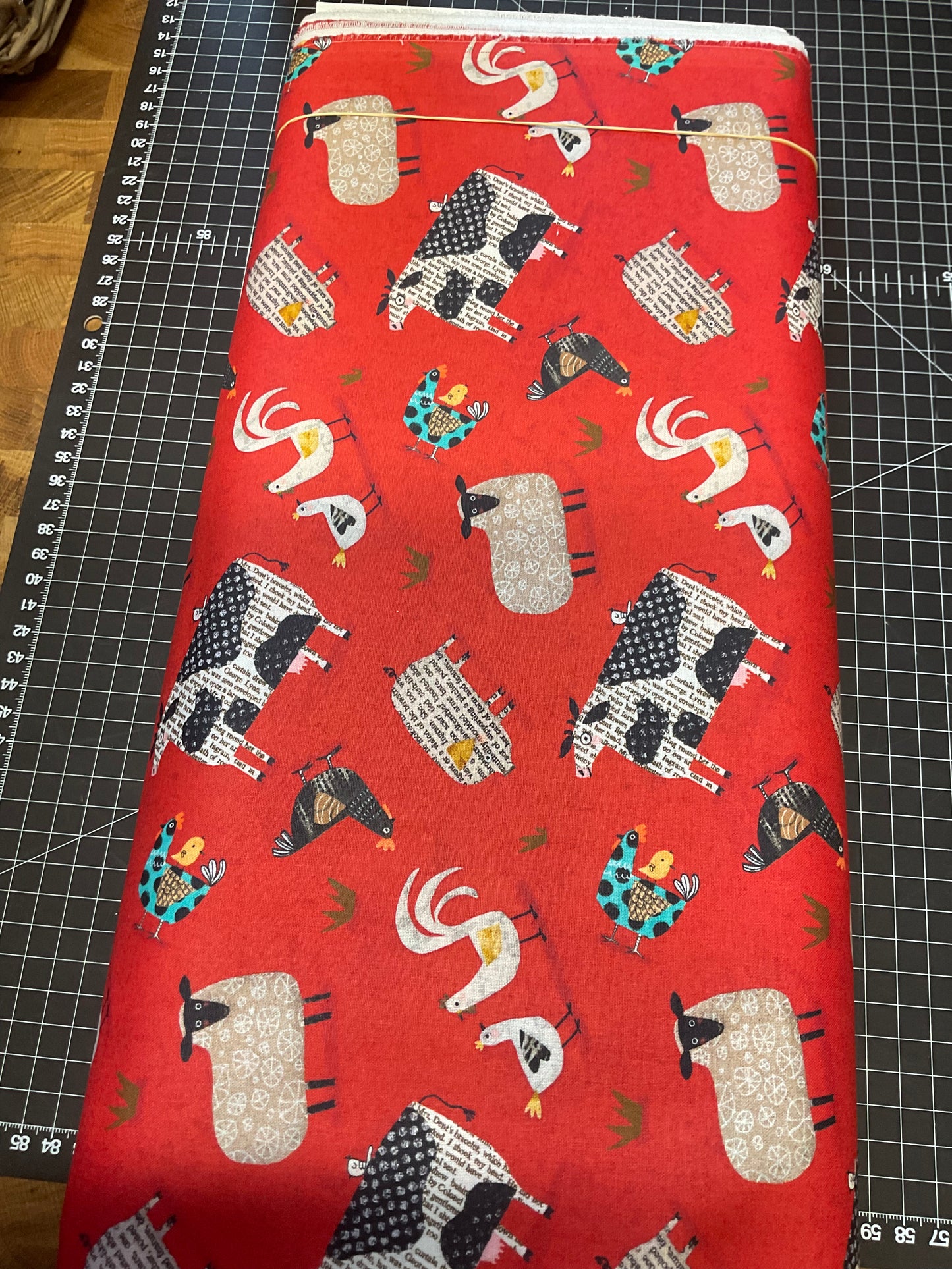 Fabric - On the Farm Red