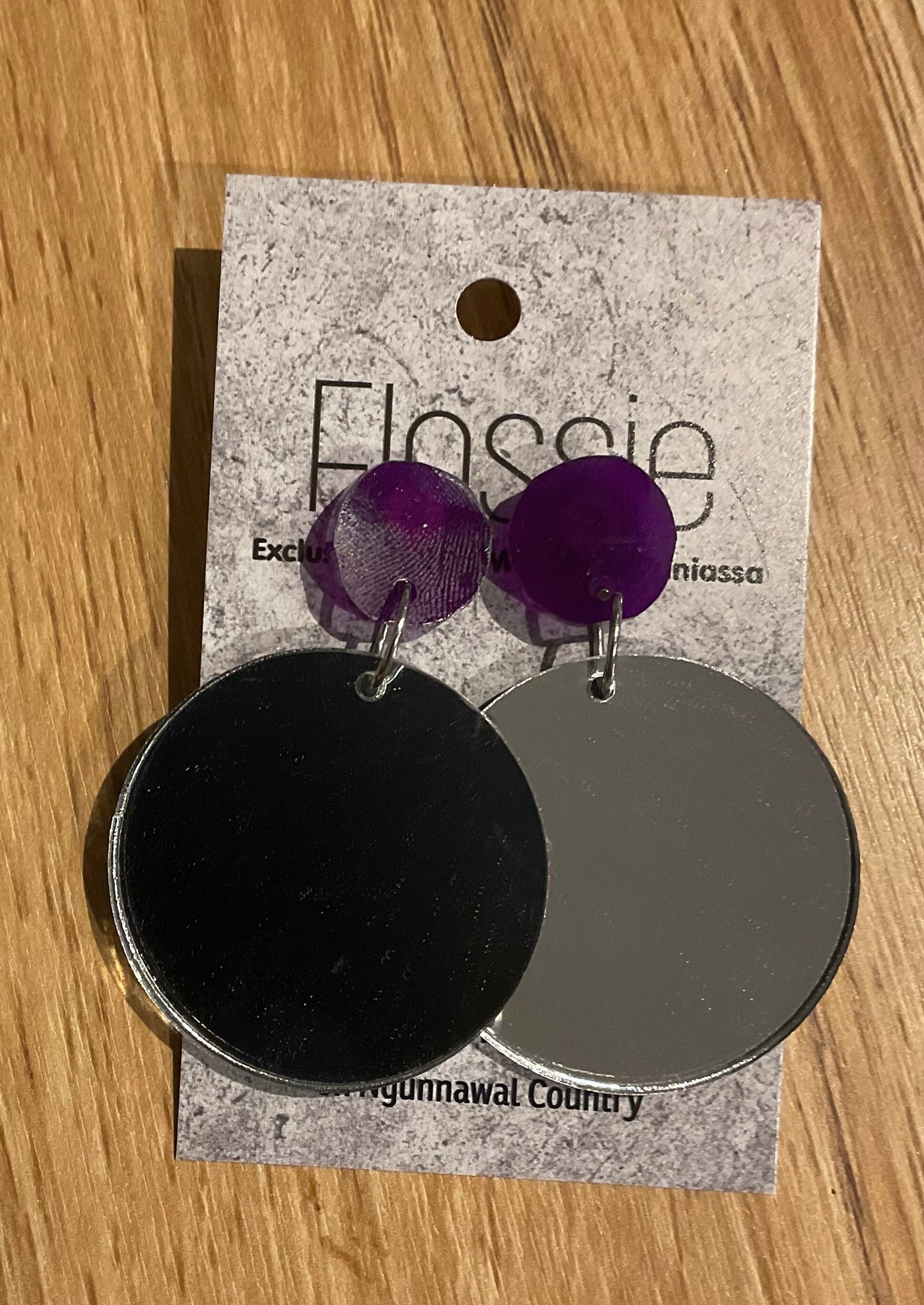 *Earrings 4cm Round Mirror Dangles