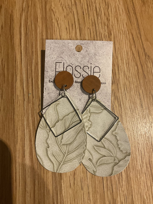 *Earrings Faux Leather Dangles Square