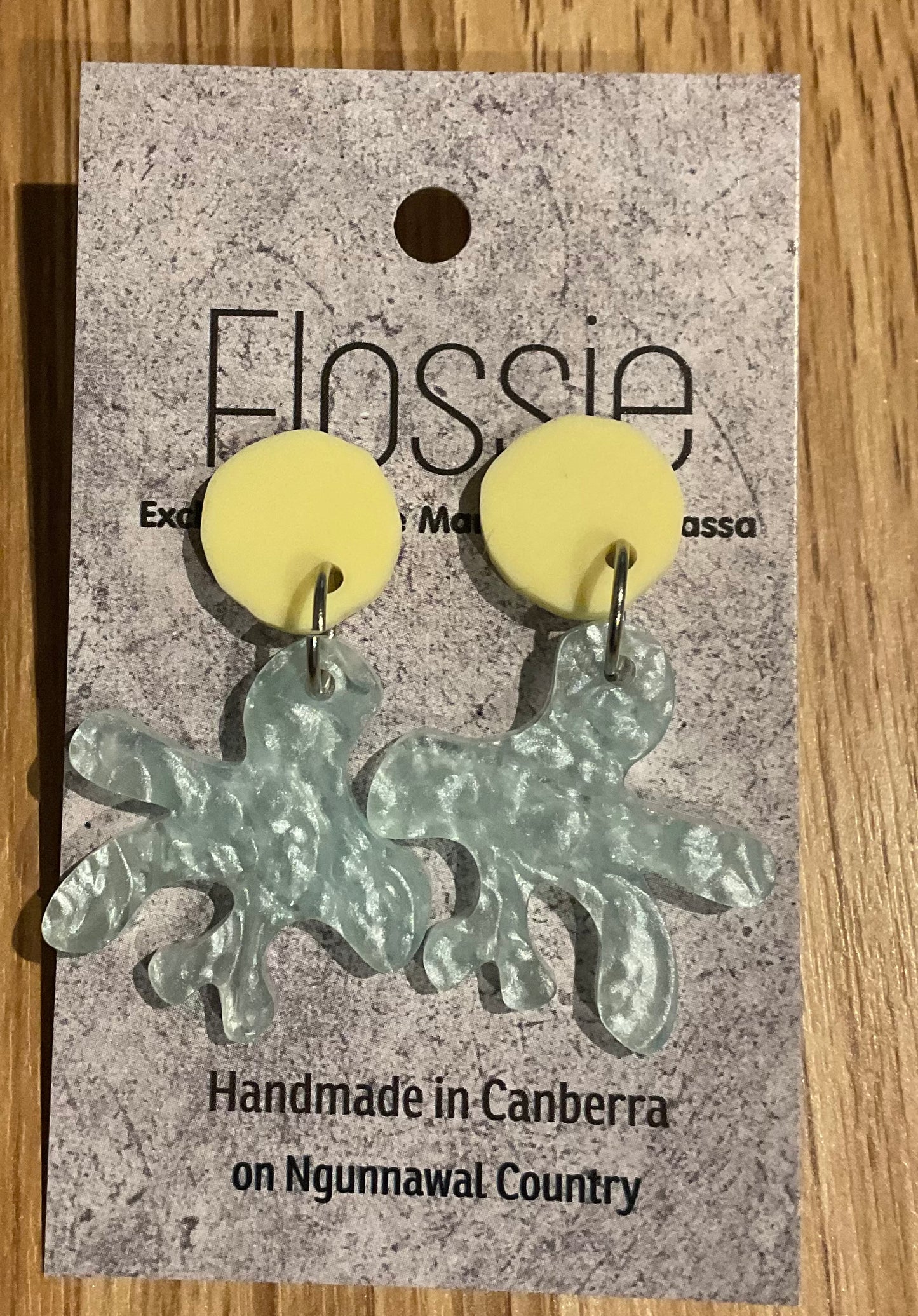 *Earrings Acrylic Blue Pearly Coral Dangles