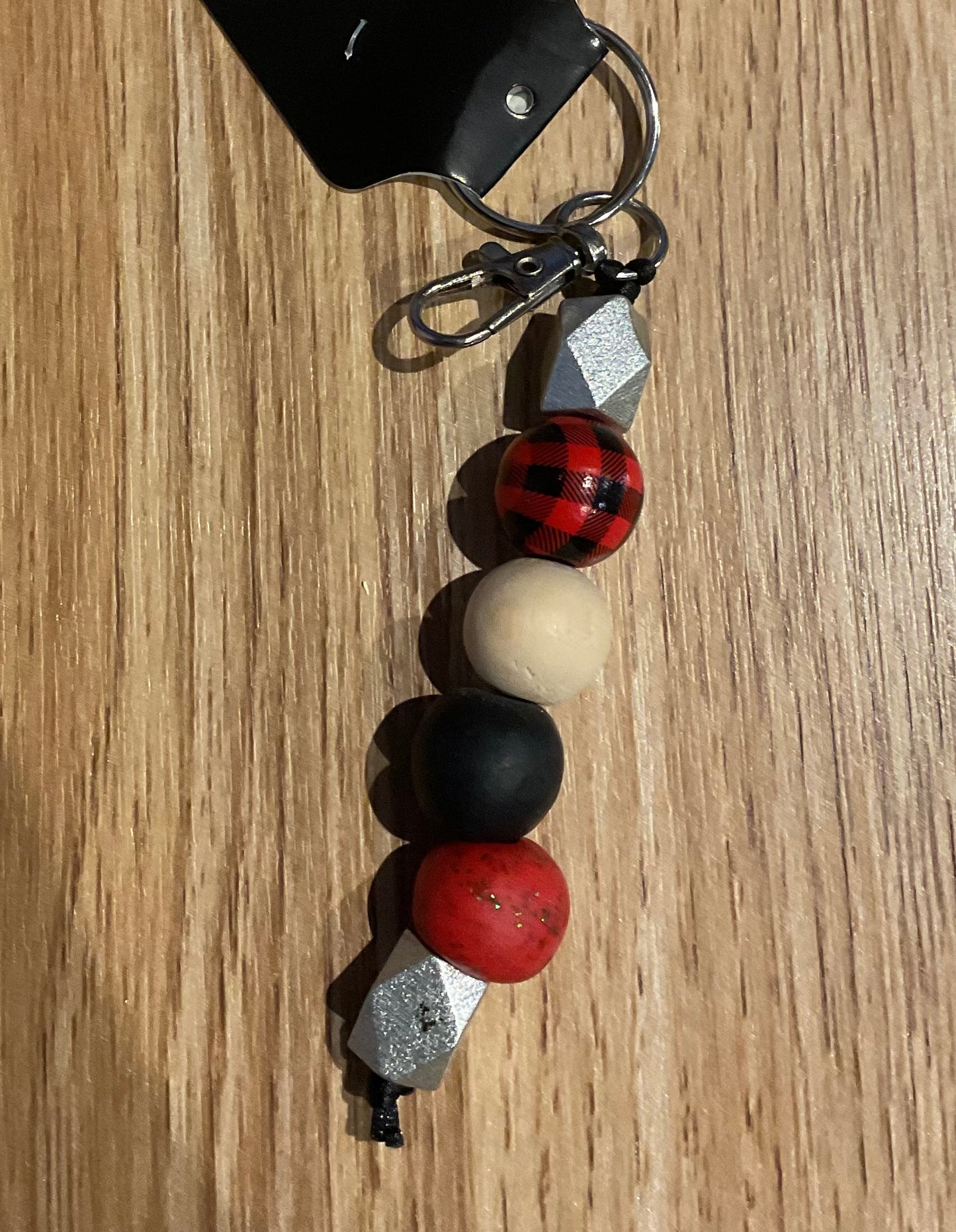 *Beaded Keychain Red and Black