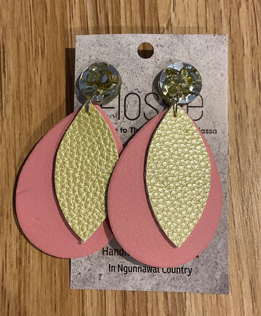 *Earrings Pink and Gold Dangles