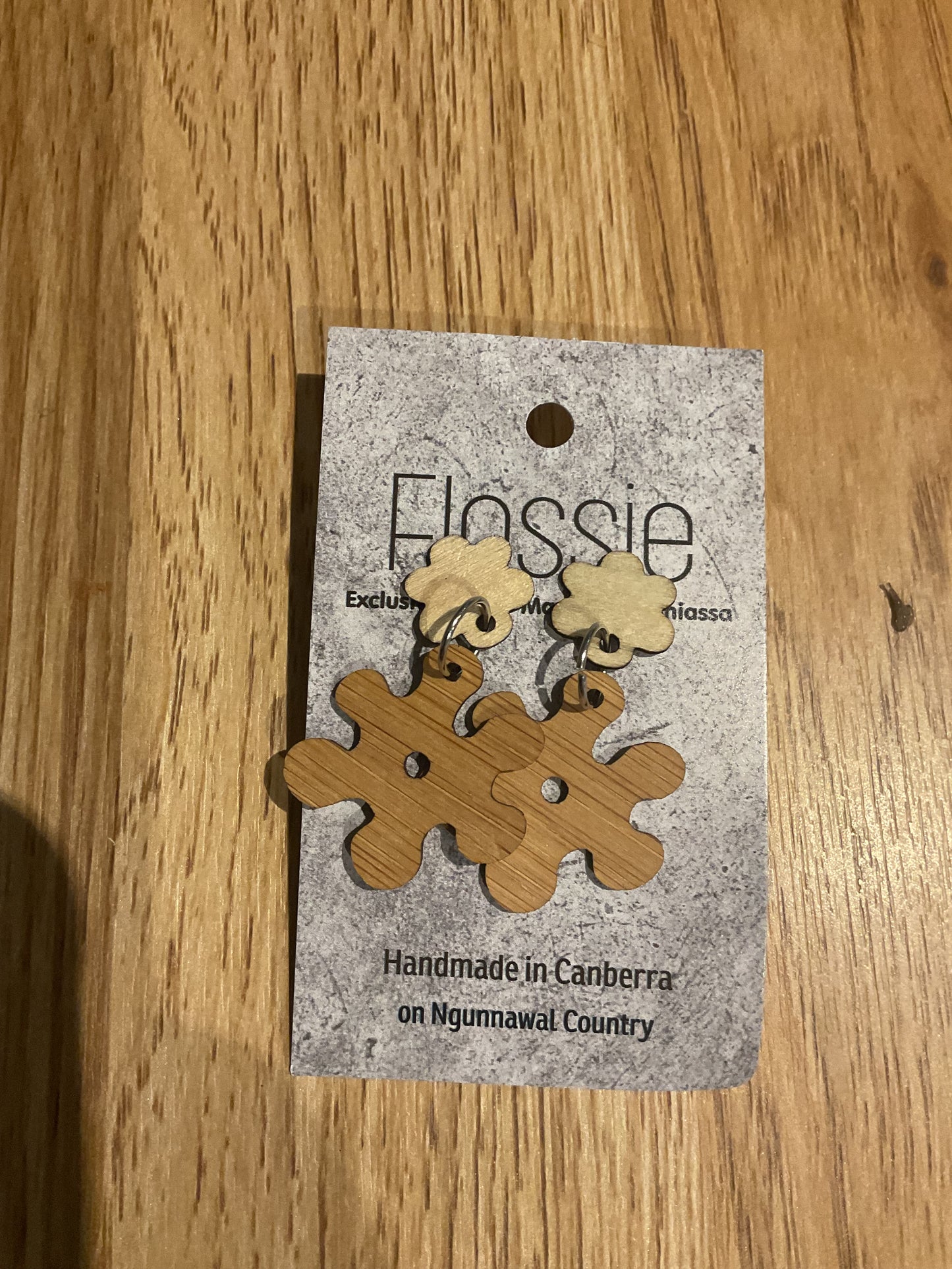*Earrings Wooden Splat Dangles