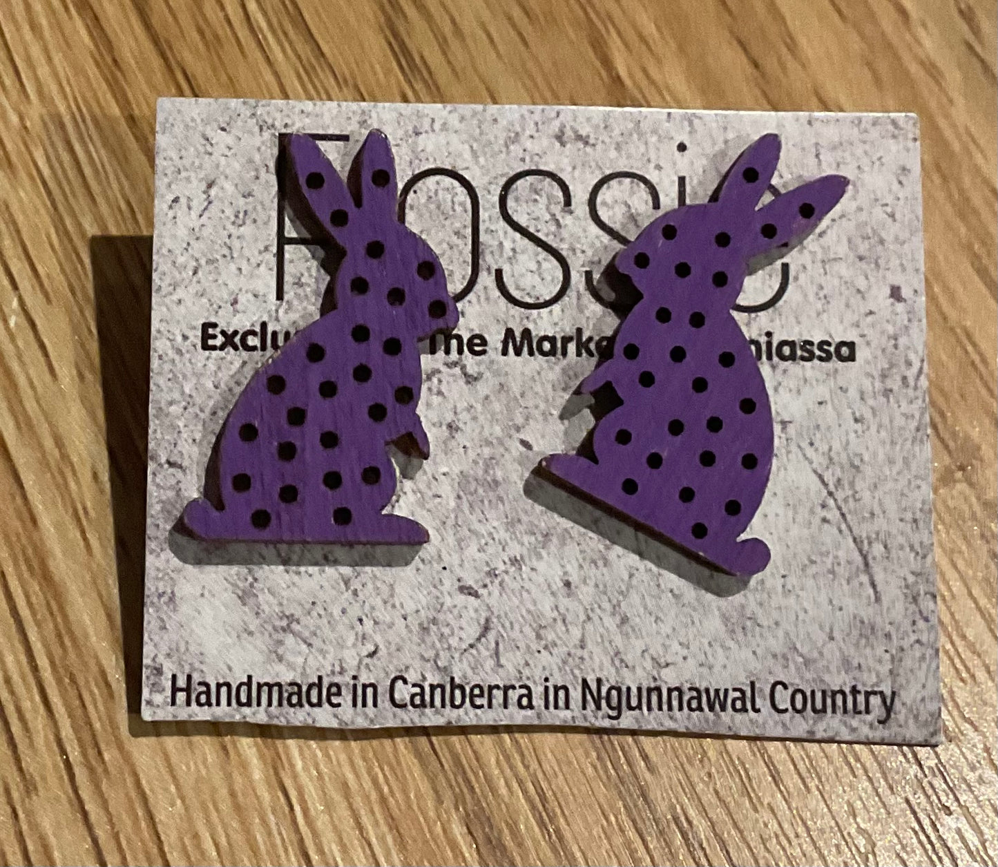 *Earrings Hand Painted Purple Bunny Studs