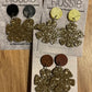*Earrings Acrylic Glitter Gold Flower Dangles