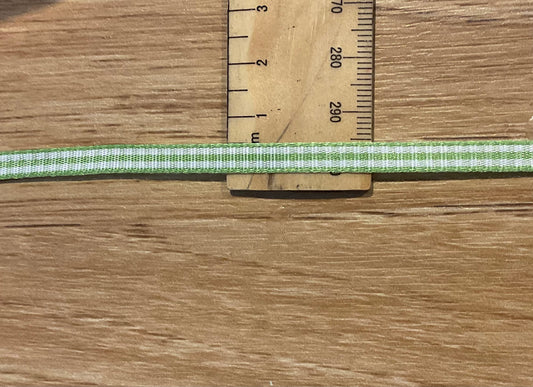 *Ribbon Green Checked 6mm Per Metre