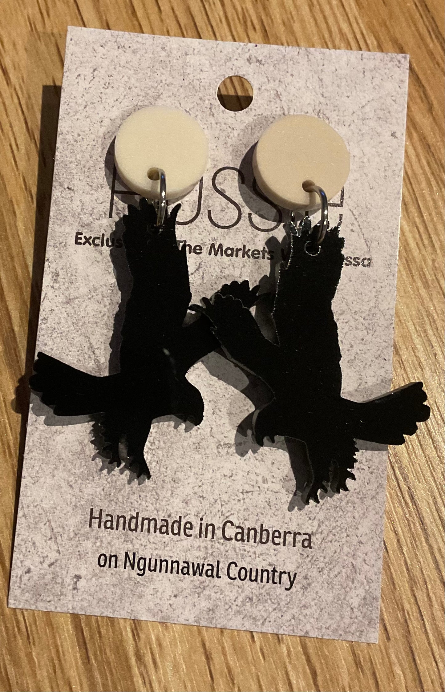*Earrings Acrylic Black Eagle Dangles
