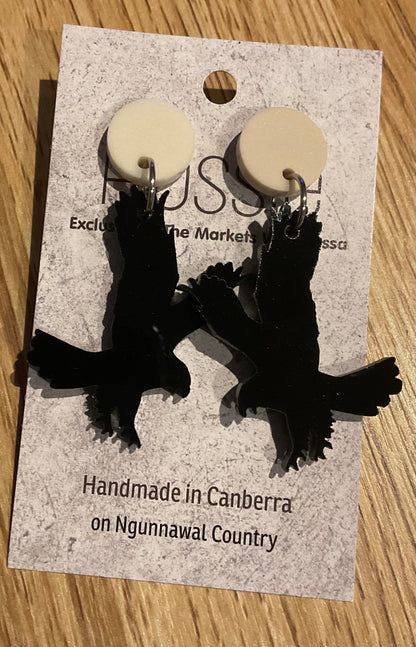 *Earrings Acrylic Black Eagle Dangles