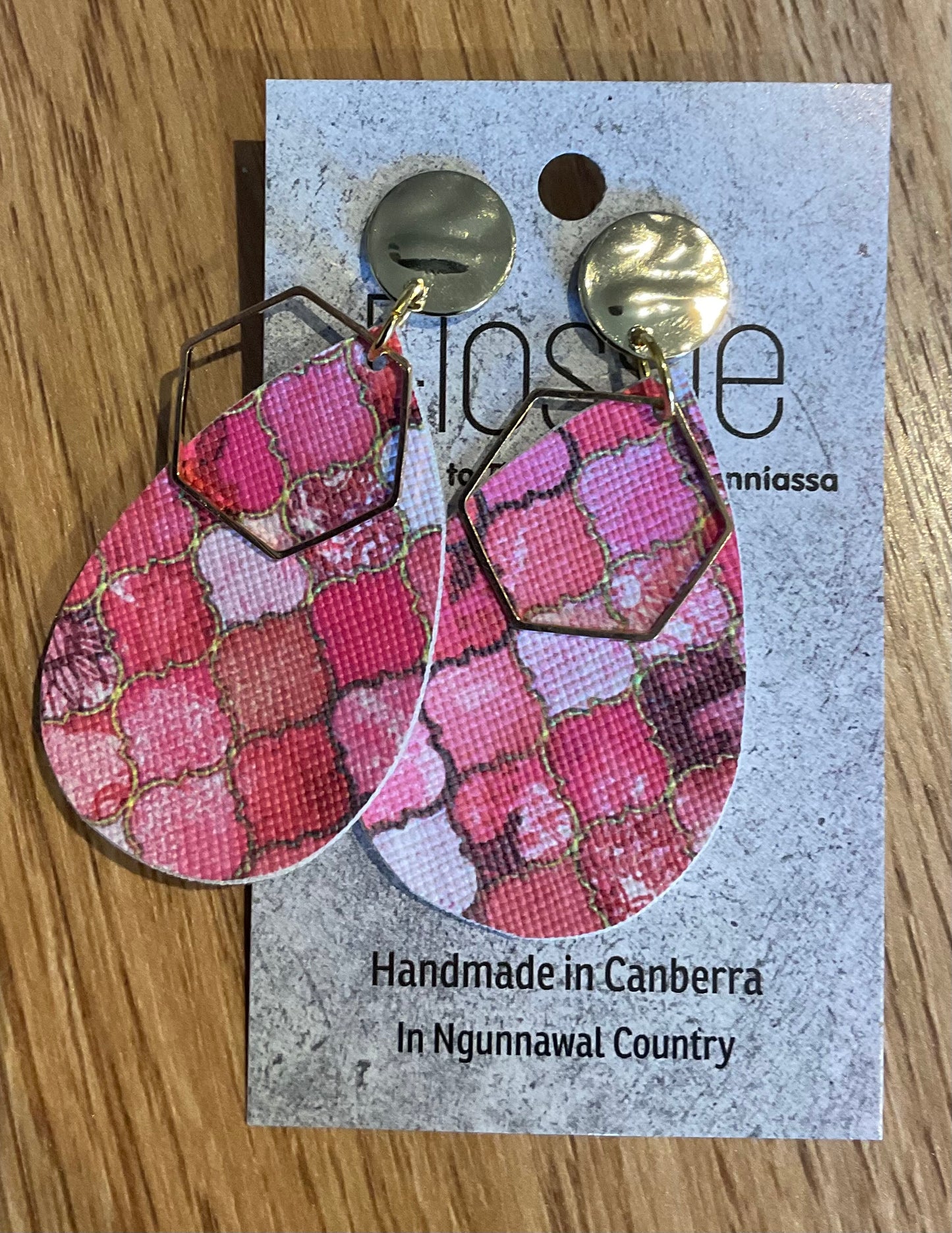 *Earrings Pink Tile Dangles