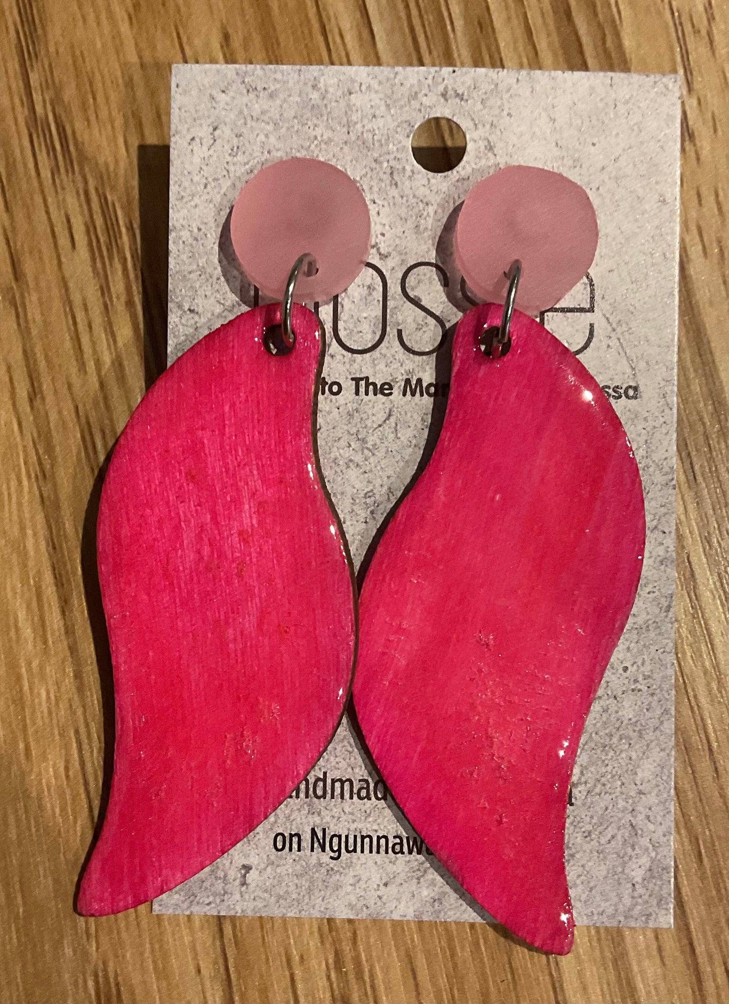 *Earrings Hand Painted Pink Resin Dangles