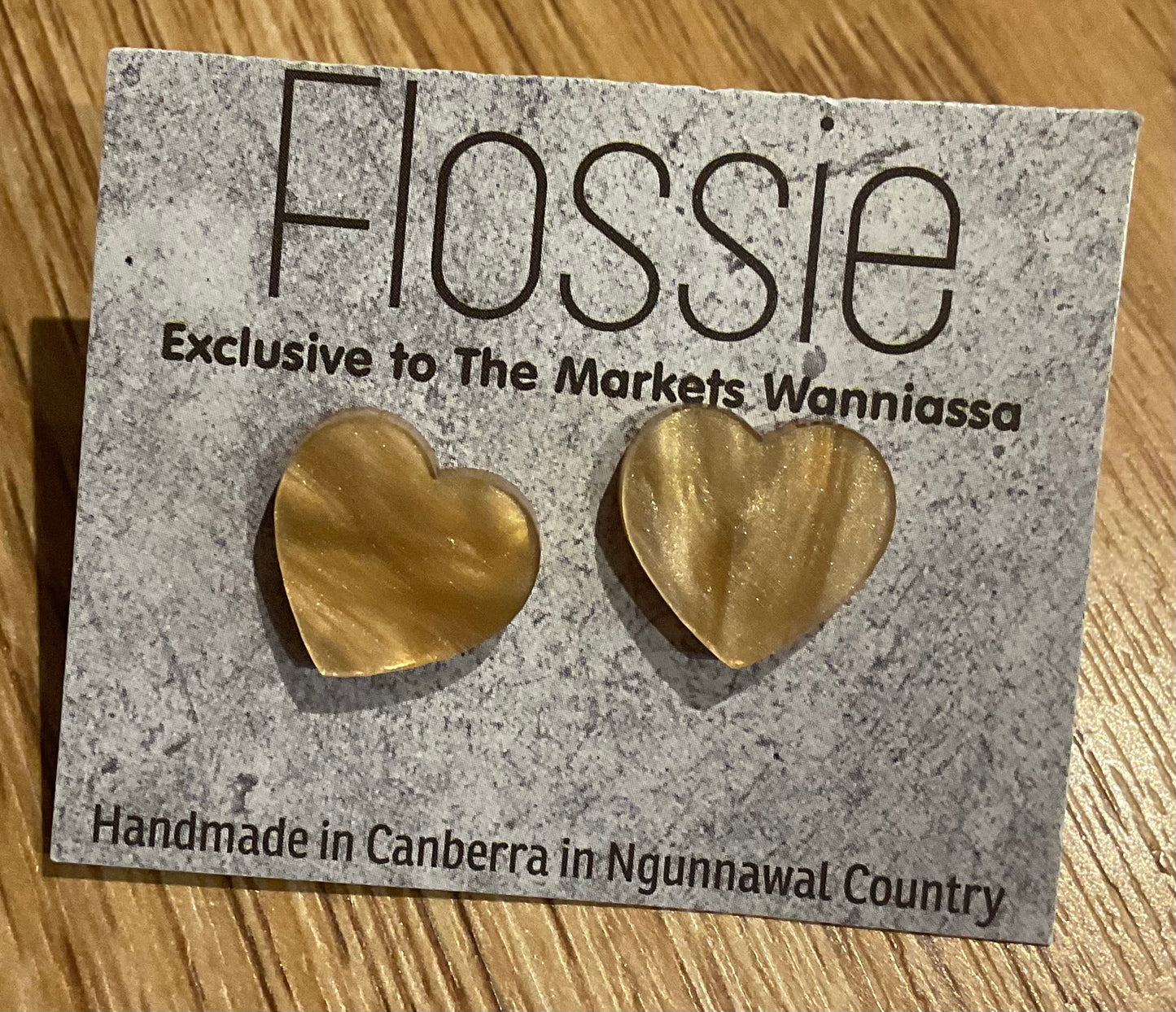 *Earrings Gold Marble Heart Studs