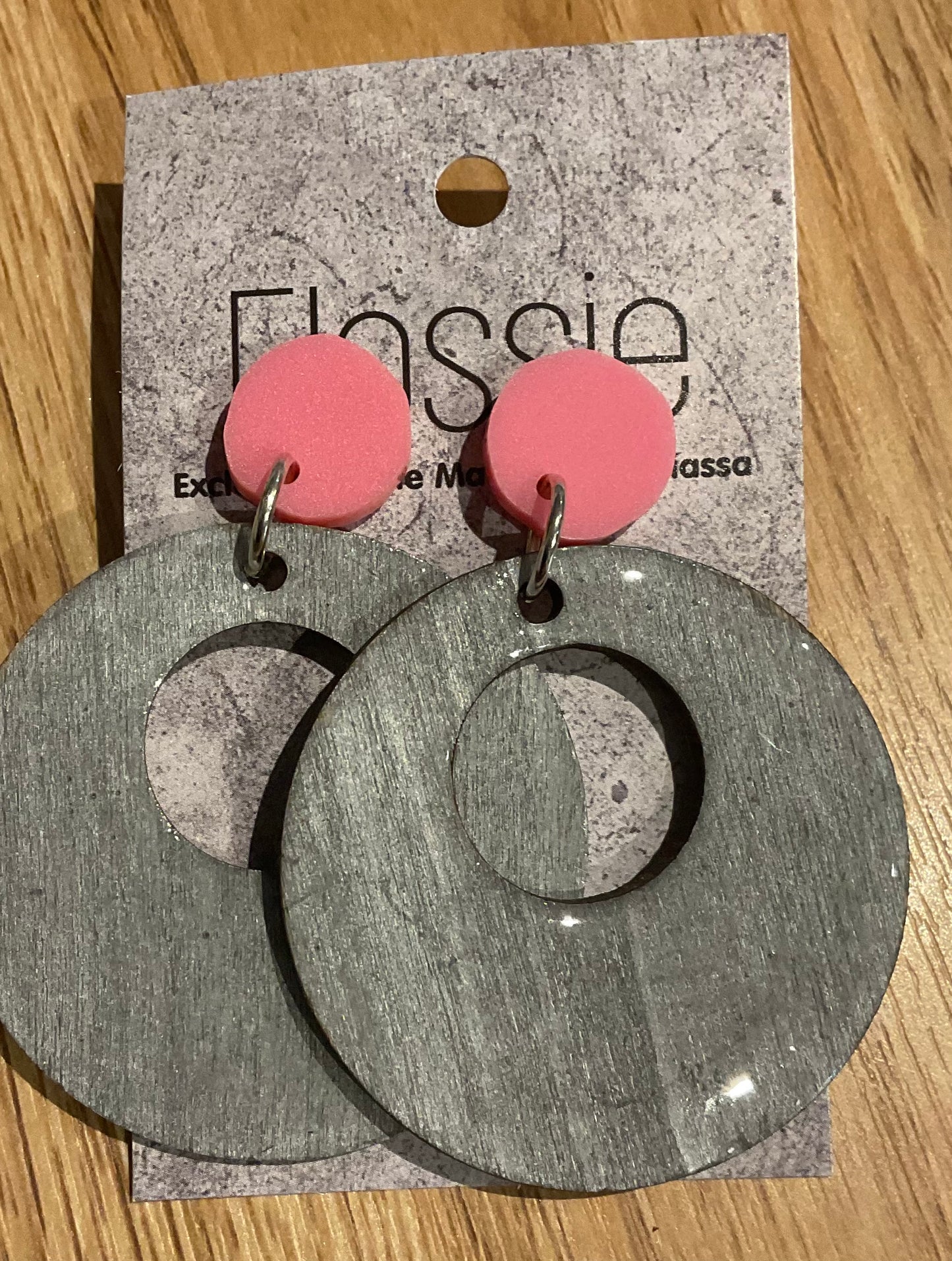 *Earrings Hand Painted Silver Hoop Resin Dangles
