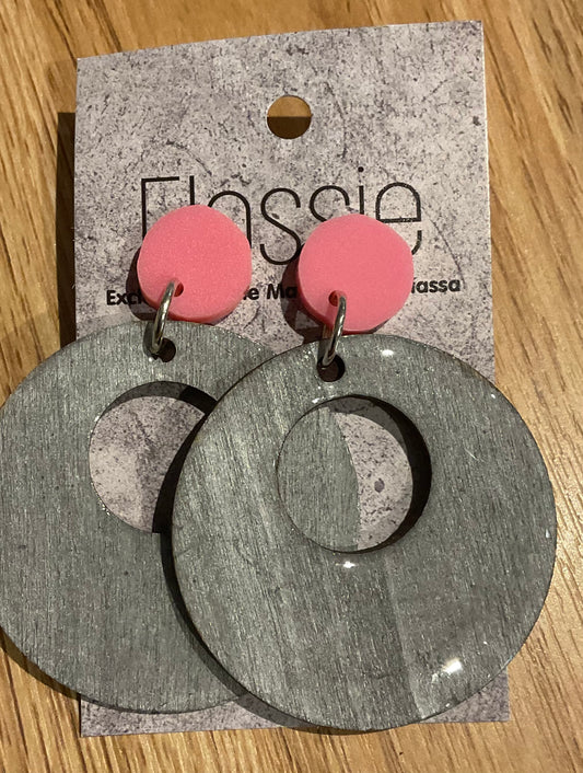 *Earrings Hand Painted Silver Hoop Resin Dangles