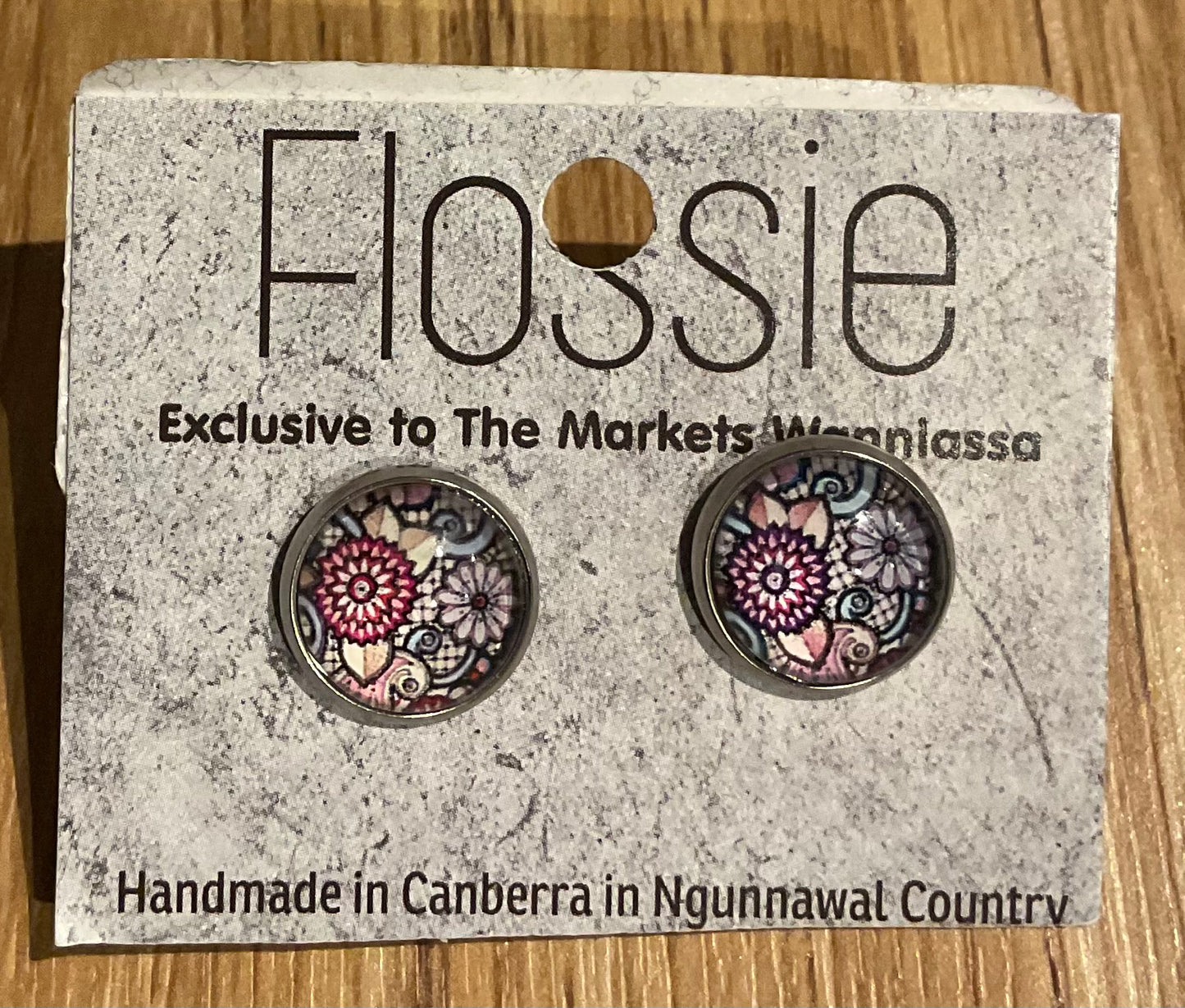*Earrings Pink Bloom Glass Studs