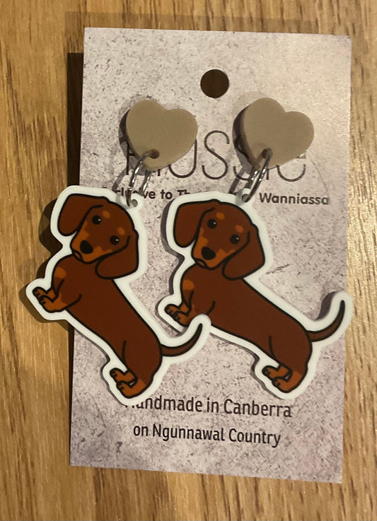 *Earrings Sausage Dog Dangles