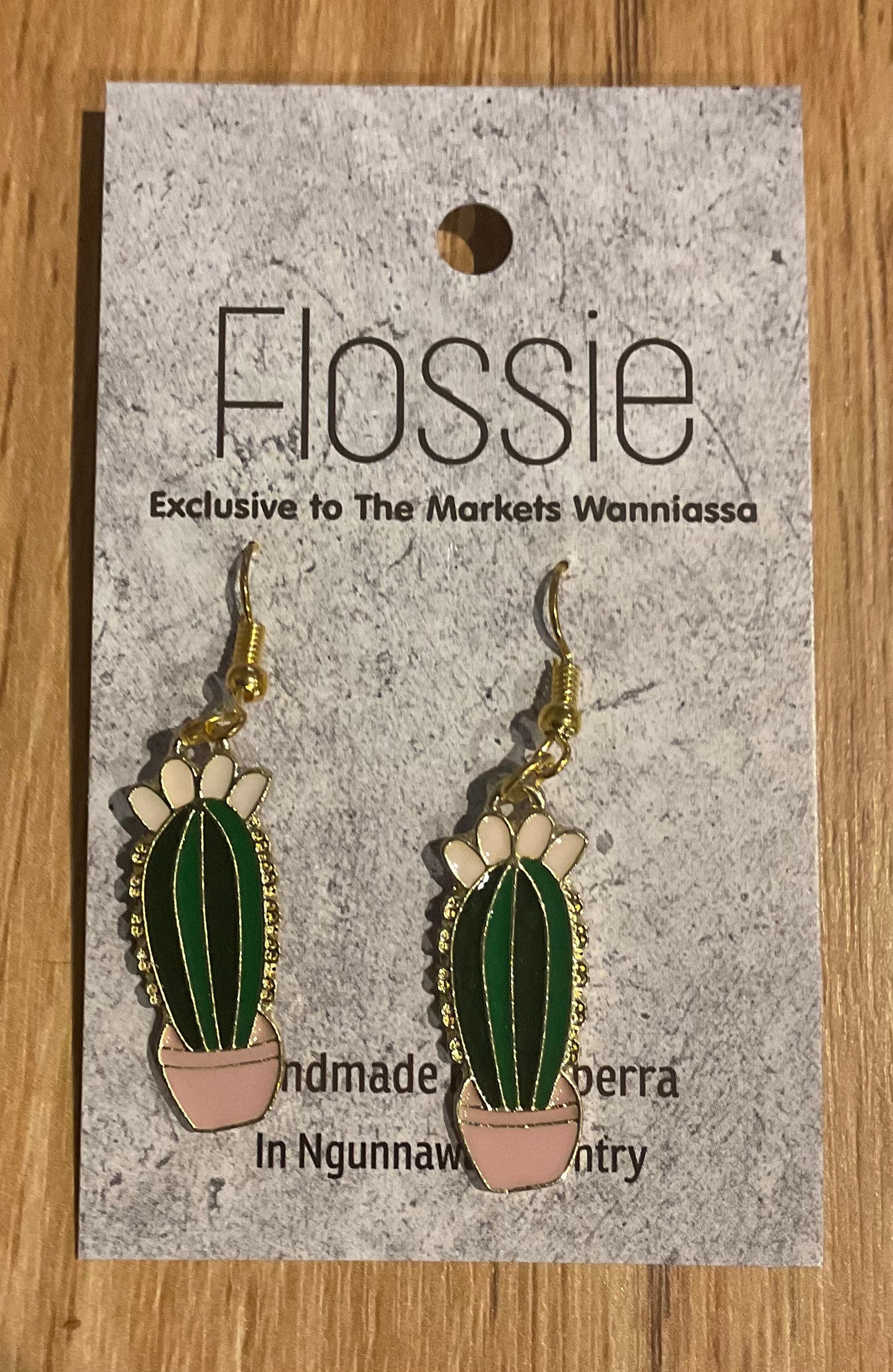 *Earrings Gold Plated Cactus Dangles