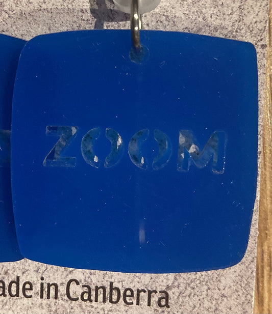 *Earrings Acrylic Blue Square "ZOOM" Dangles