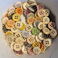 *Loose Buttons -Wooden Printed Spots & Stripes