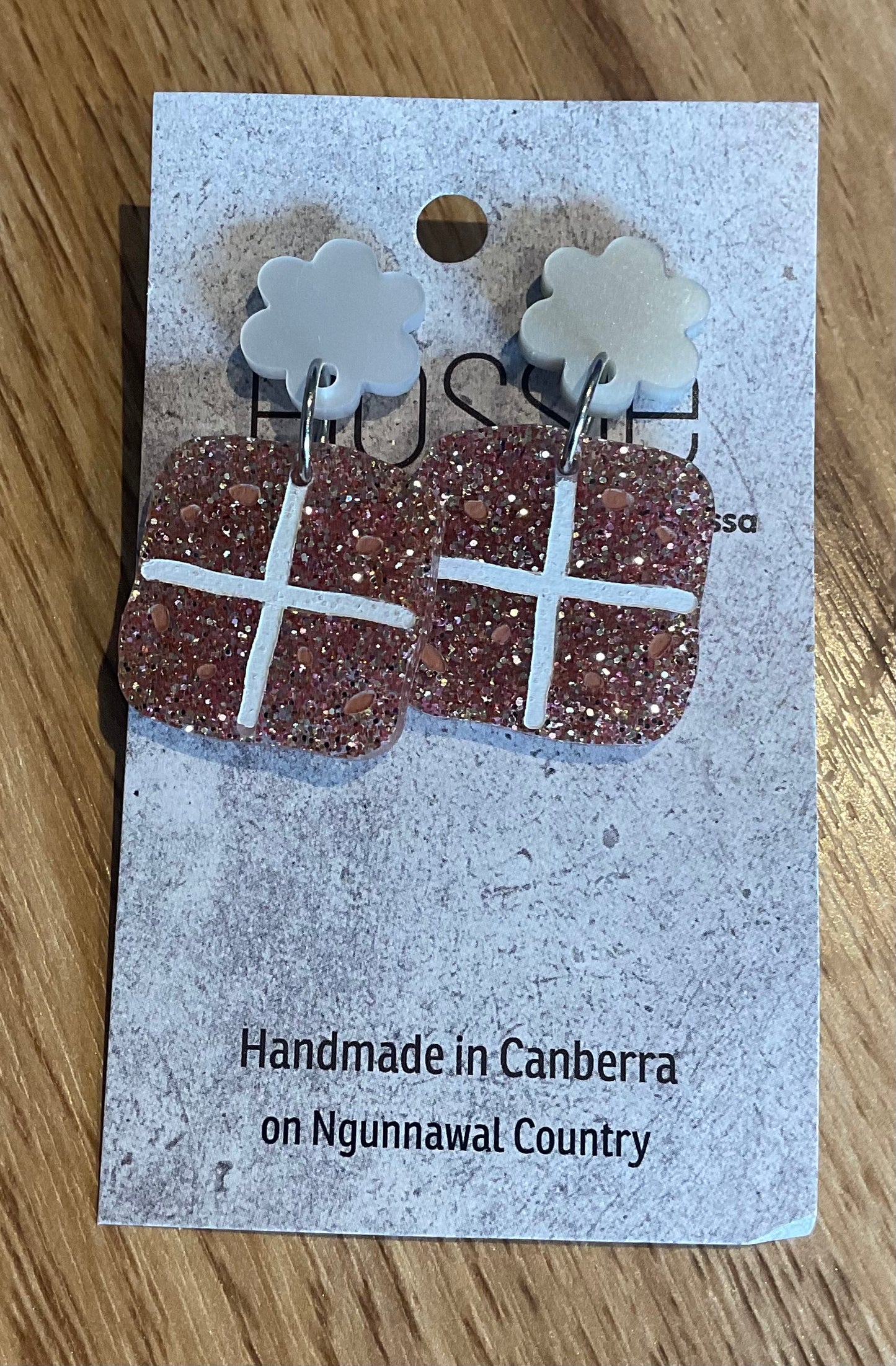 *Earrings Hot Cross Bun Dangles