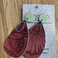 *Earrings Embossed Flowers Maroon Dangles