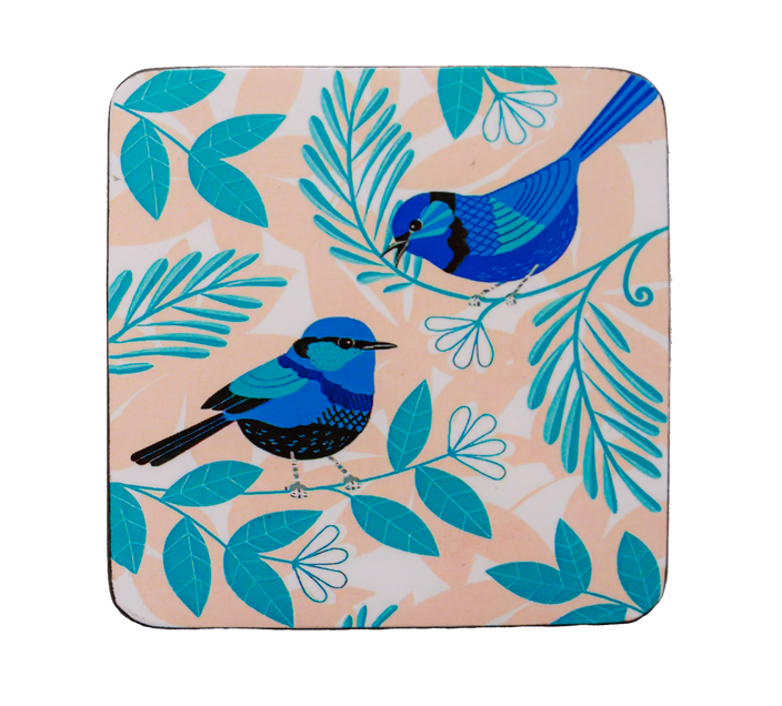 Set of 4 Coasters - Blue Wren