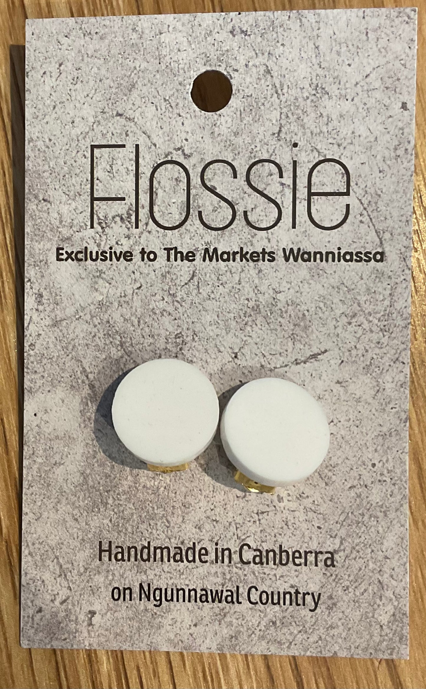 *Earrings Clip on Round White Studs