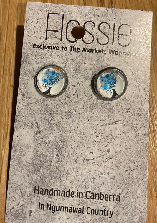 *Earrings Blue Tree Glass Studs