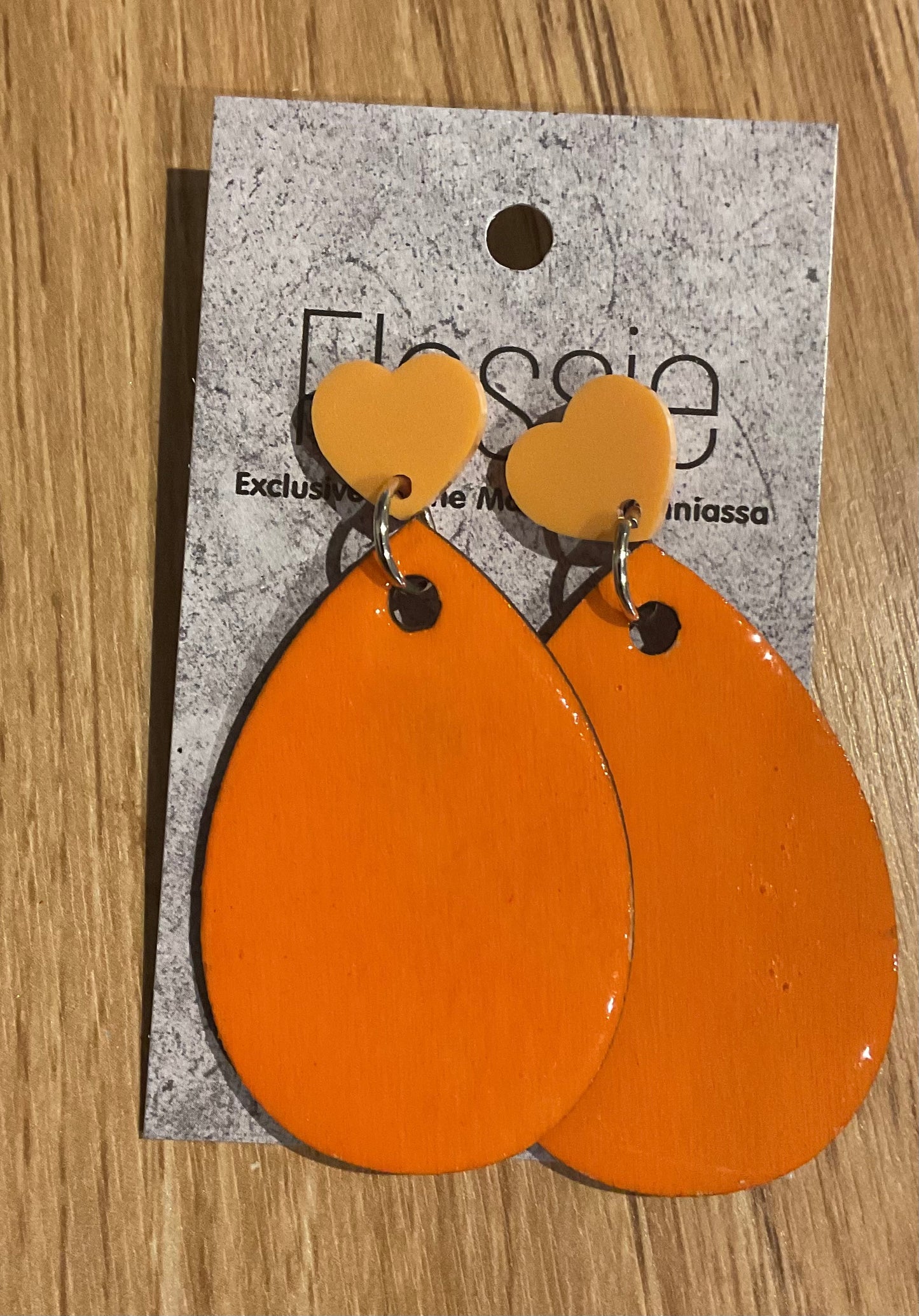 *Earrings Hand Painted Orange Resin Dangles