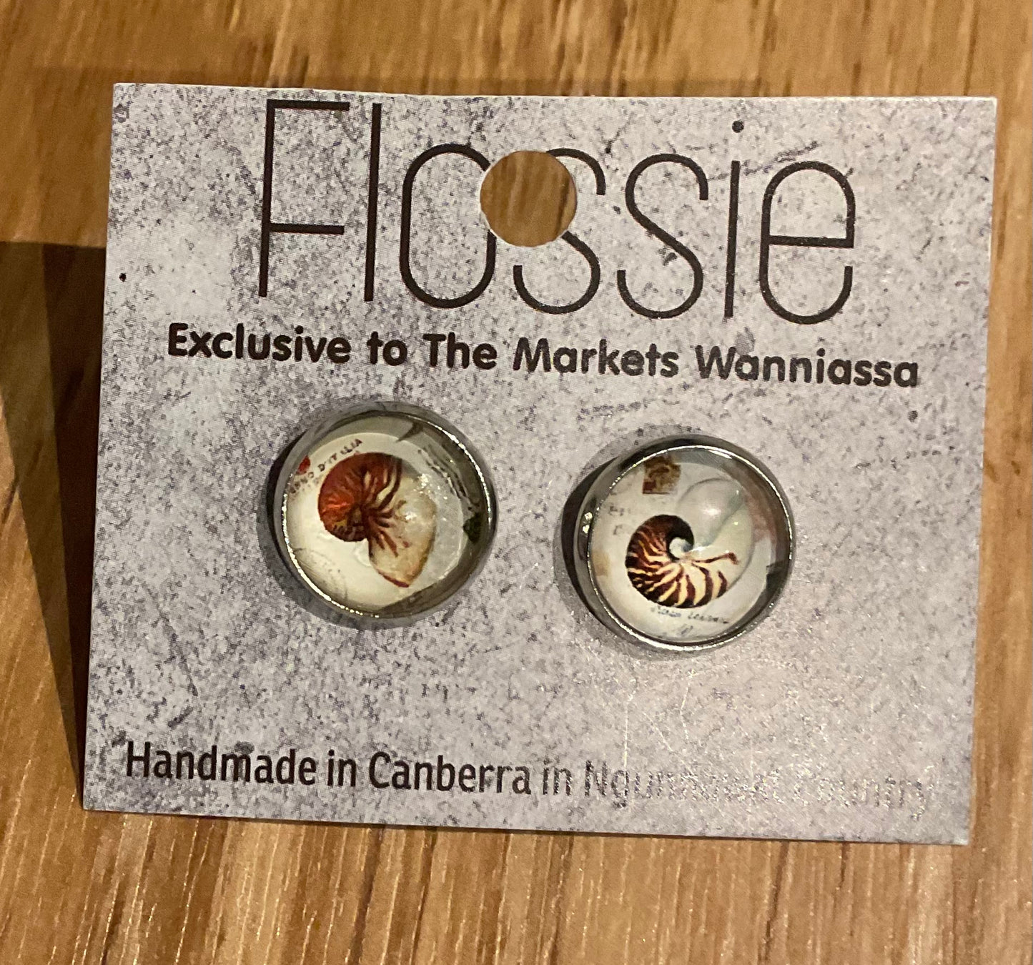 *Earrings Seashell Glass Studs