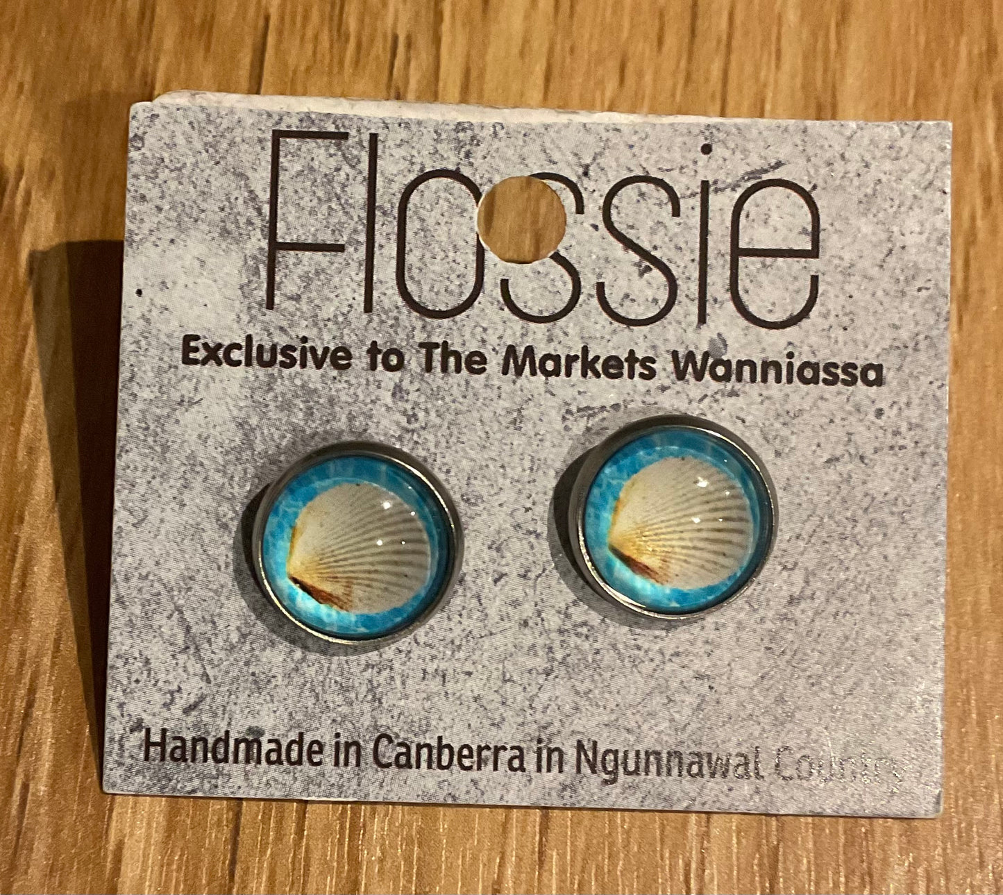 *Earrings Seashell Glass Studs