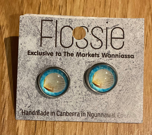 *Earrings Seashell Glass Studs