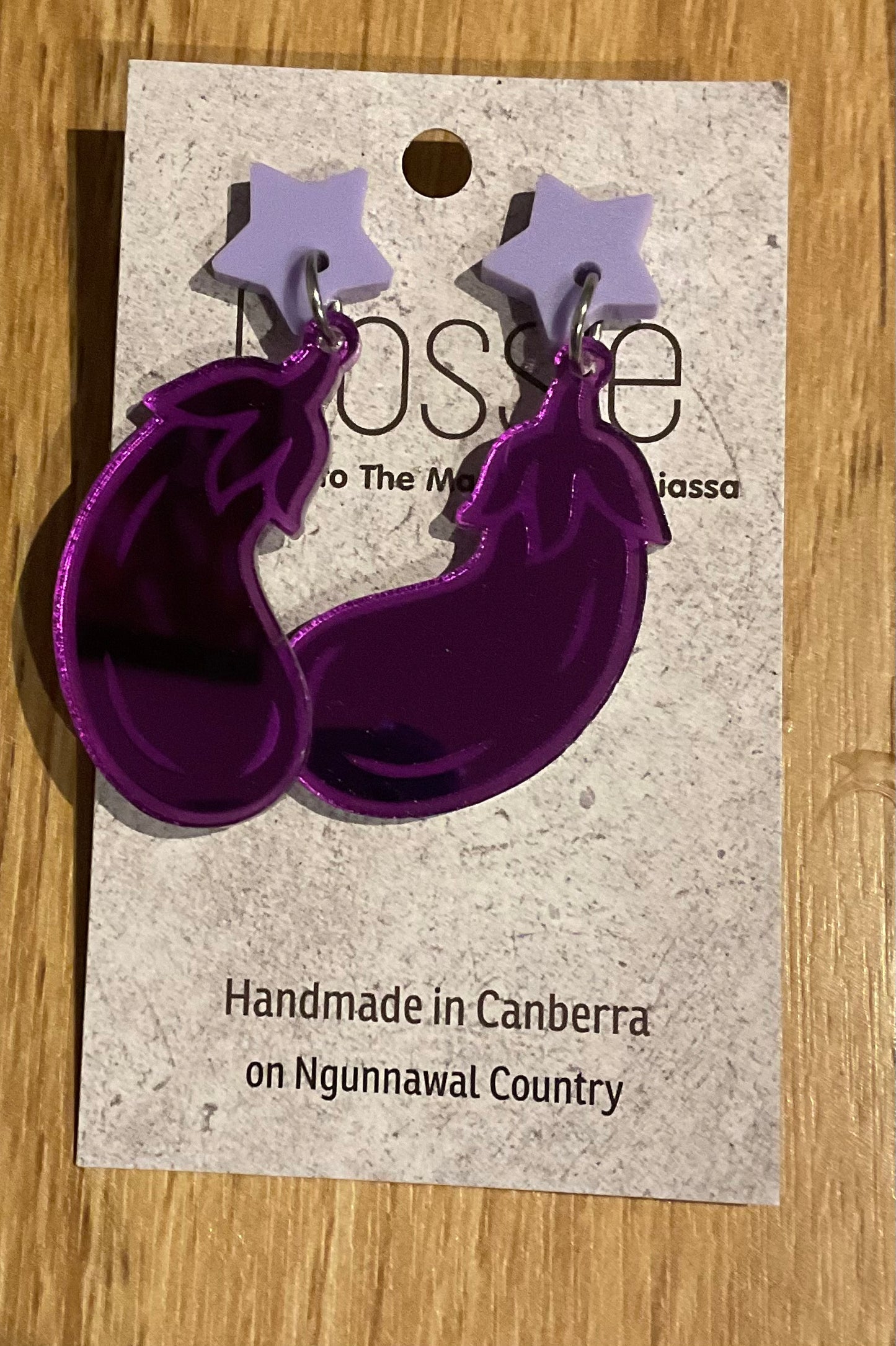 *Earrings Acrylic Eggplant Dangles