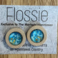 *Earrings Wooden Blue Marble Dome Studs