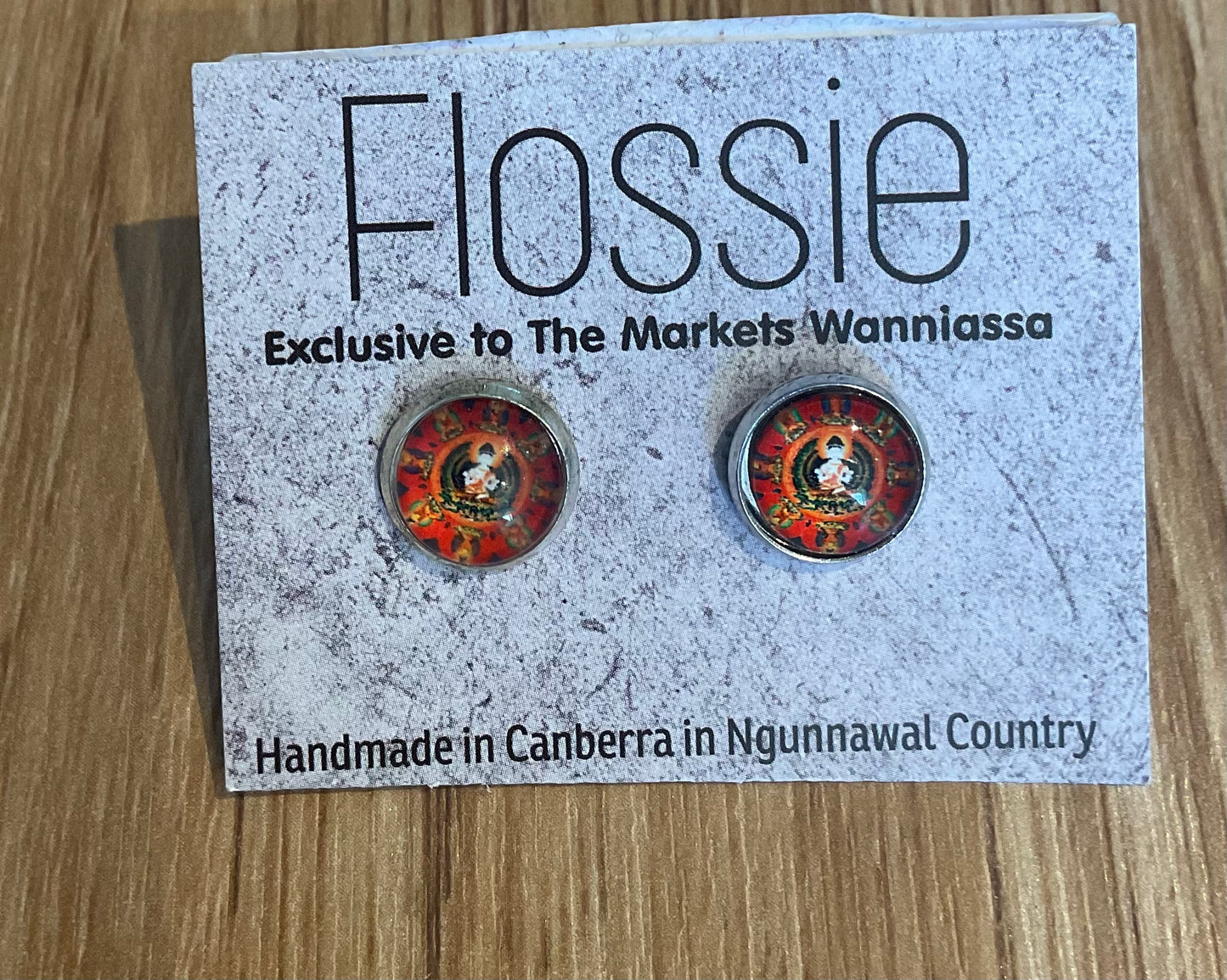 *Earrings Mandala Glass Dome Studs