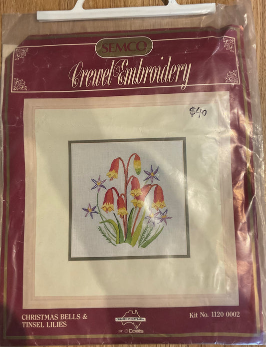 *Crewel Embroidery Kit Christmas Bells
