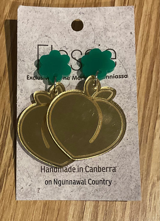 *Earrings Acrylic Mirror Peaches Dangles