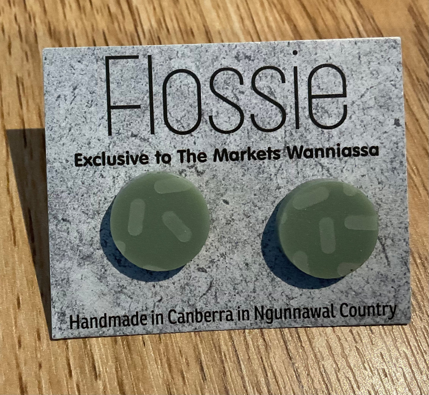 *Earrings Green Acrylic Round Studs