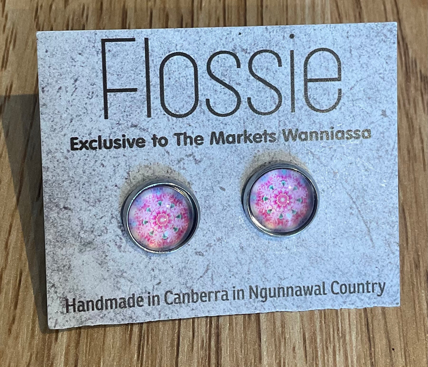 *Earrings Mandala Glass Dome Studs