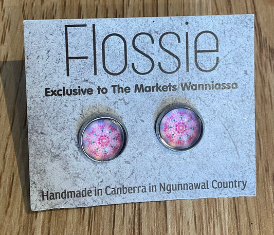 *Earrings Mandala Glass Dome Studs