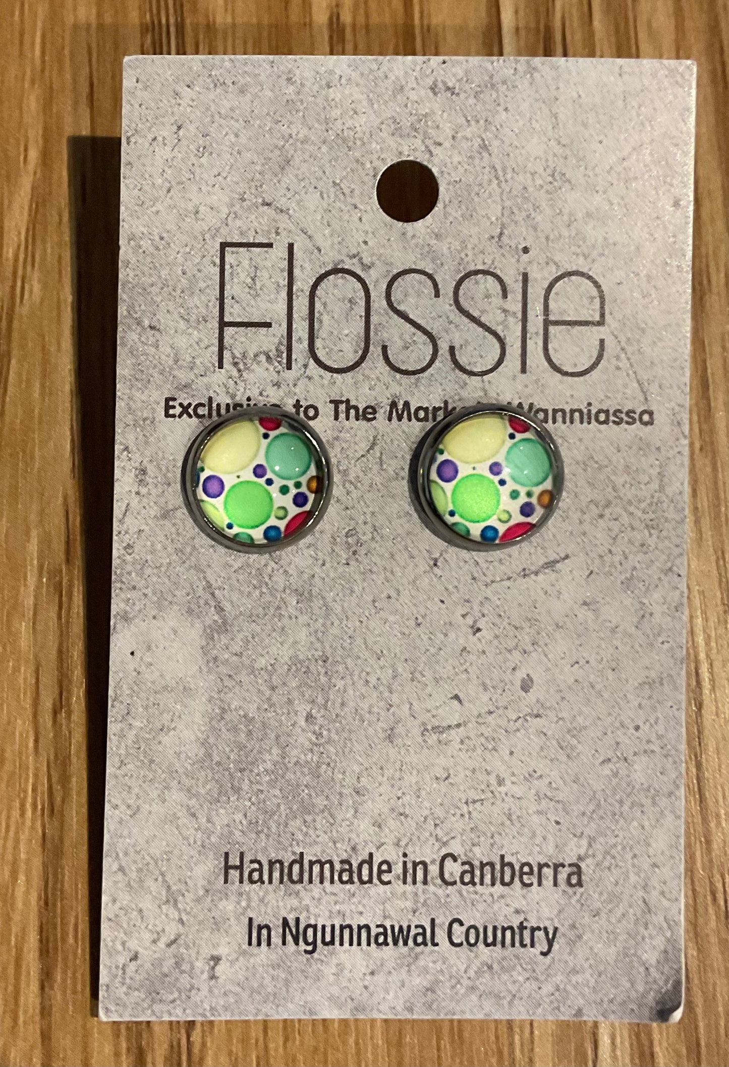 *Earrings Green Big Spots Studs