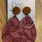 *Earrings Embossed Flowers Maroon Dangles