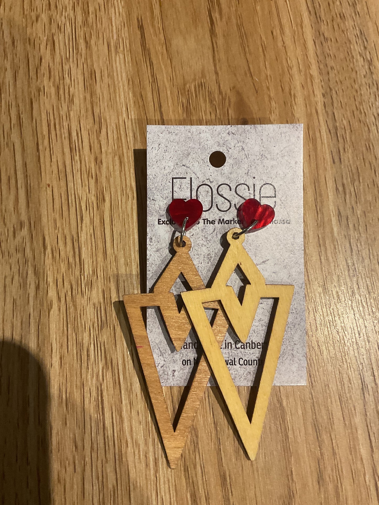 *Earrings Wooden Arrow with Hearts Dangles