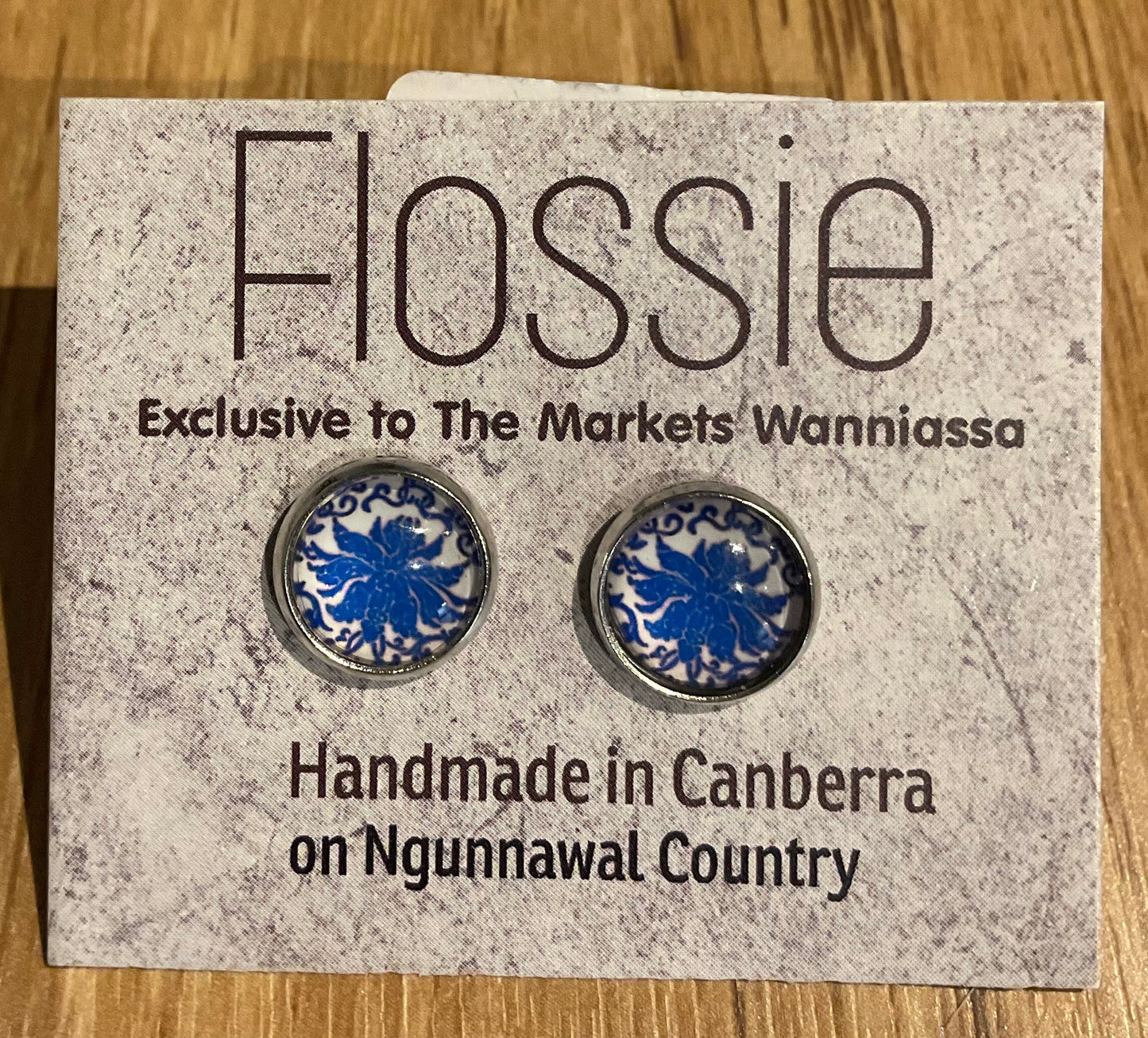 *Earrings Printed Glass Dome Studs