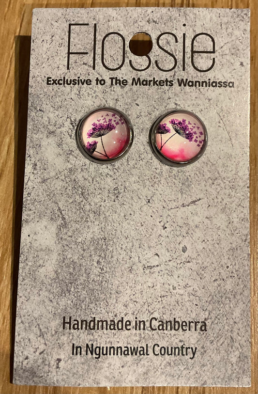 *Earrings Purple Bloom Glass Studs